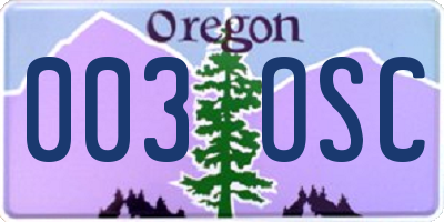 OR license plate 003OSC