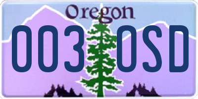 OR license plate 003OSD
