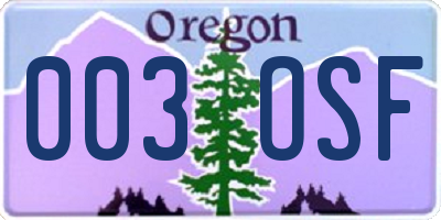 OR license plate 003OSF