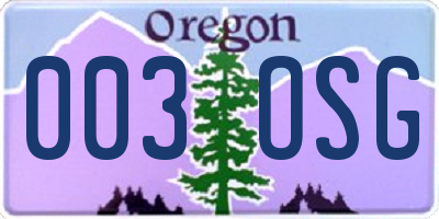 OR license plate 003OSG