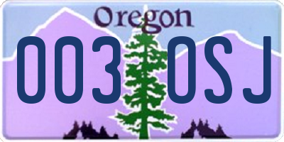 OR license plate 003OSJ
