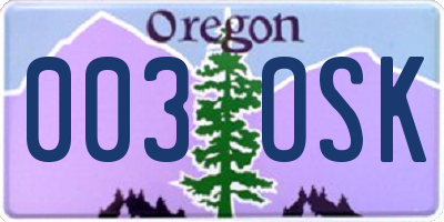 OR license plate 003OSK