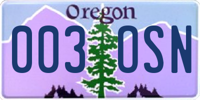 OR license plate 003OSN