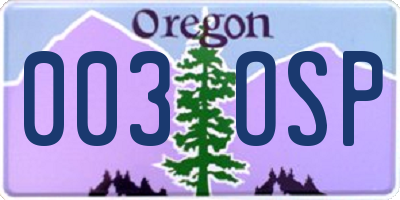 OR license plate 003OSP