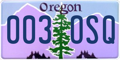 OR license plate 003OSQ