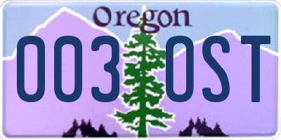 OR license plate 003OST