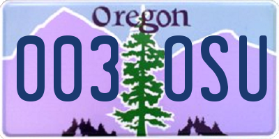 OR license plate 003OSU