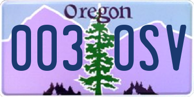 OR license plate 003OSV