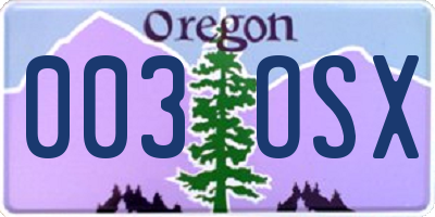 OR license plate 003OSX