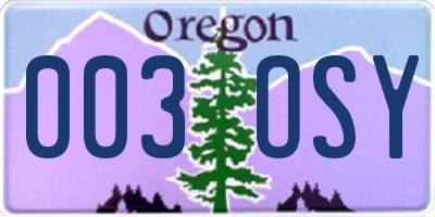 OR license plate 003OSY