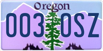 OR license plate 003OSZ