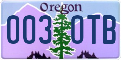 OR license plate 003OTB
