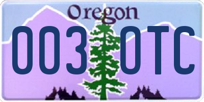 OR license plate 003OTC