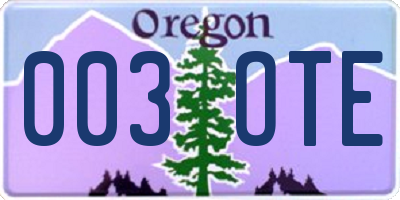 OR license plate 003OTE