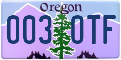 OR license plate 003OTF