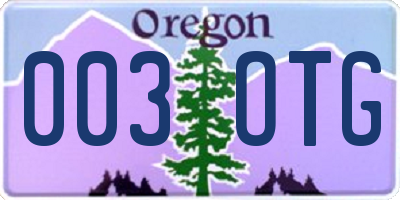 OR license plate 003OTG
