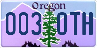 OR license plate 003OTH