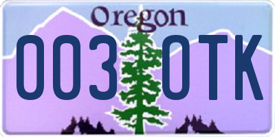 OR license plate 003OTK