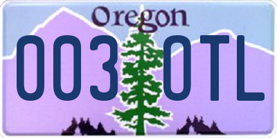 OR license plate 003OTL