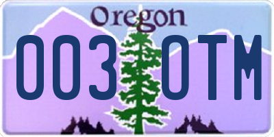 OR license plate 003OTM