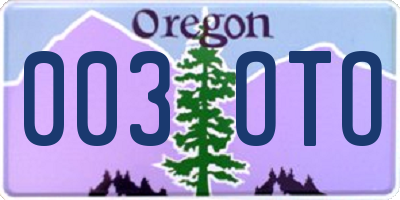 OR license plate 003OTO