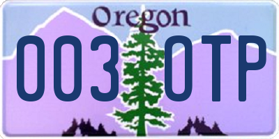 OR license plate 003OTP