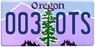 OR license plate 003OTS