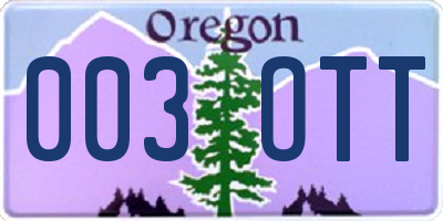 OR license plate 003OTT