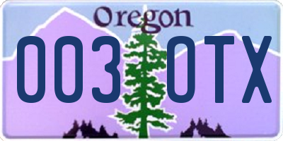 OR license plate 003OTX