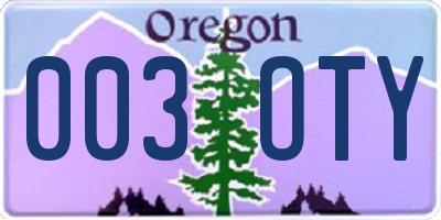 OR license plate 003OTY