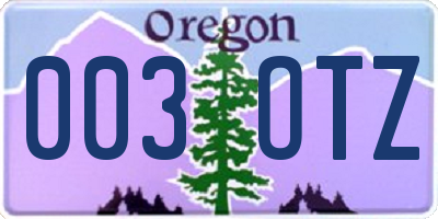 OR license plate 003OTZ