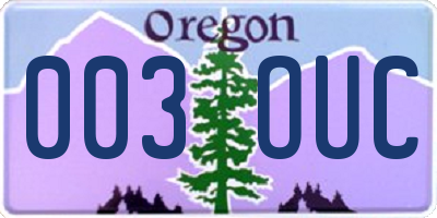 OR license plate 003OUC