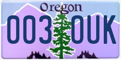 OR license plate 003OUK