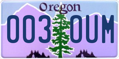 OR license plate 003OUM