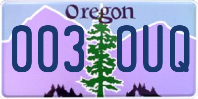 OR license plate 003OUQ
