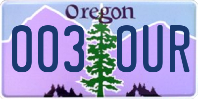OR license plate 003OUR