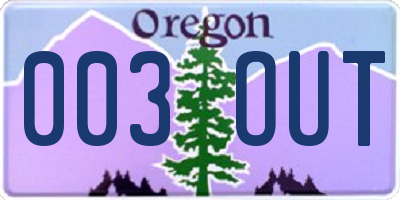 OR license plate 003OUT