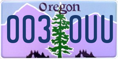 OR license plate 003OUU