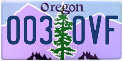 OR license plate 003OVF