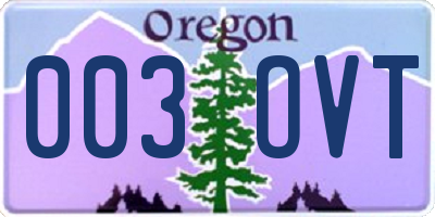 OR license plate 003OVT