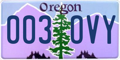 OR license plate 003OVY