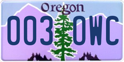 OR license plate 003OWC