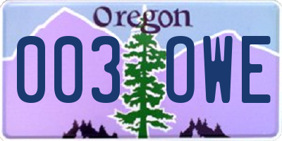 OR license plate 003OWE
