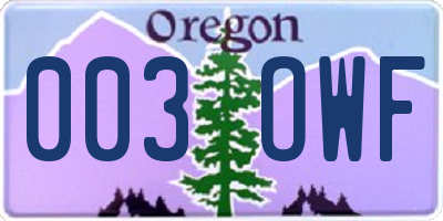 OR license plate 003OWF