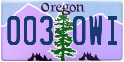 OR license plate 003OWI