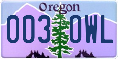 OR license plate 003OWL