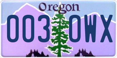 OR license plate 003OWX