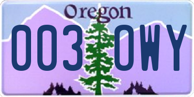 OR license plate 003OWY
