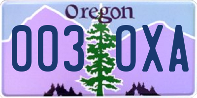 OR license plate 003OXA
