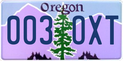 OR license plate 003OXT